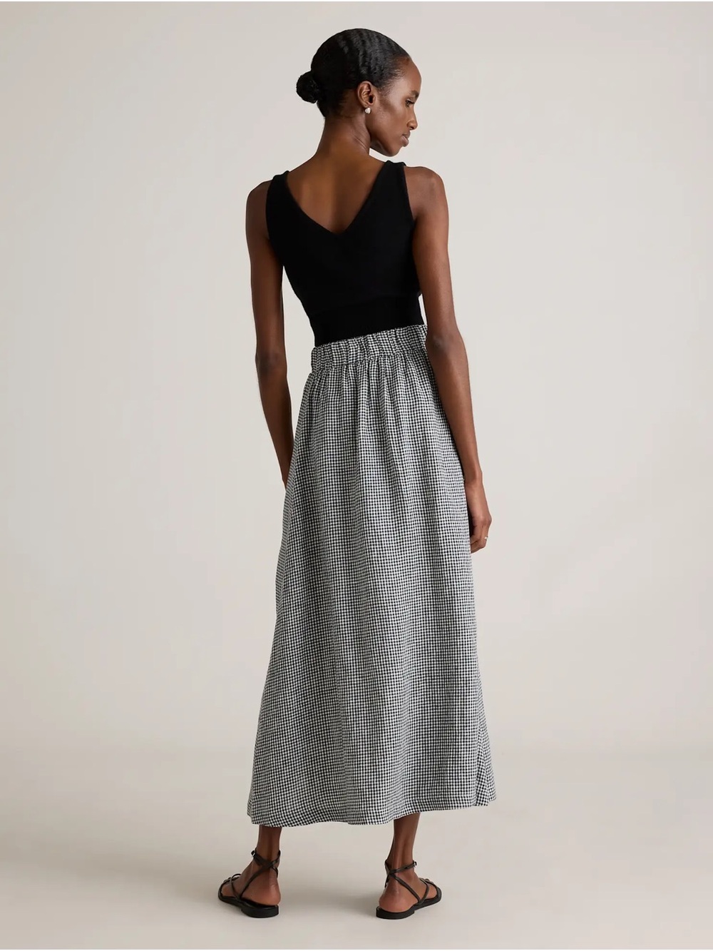 Quince 100% European Linen Maxi Skirt Gingham - Picture 2 of 9